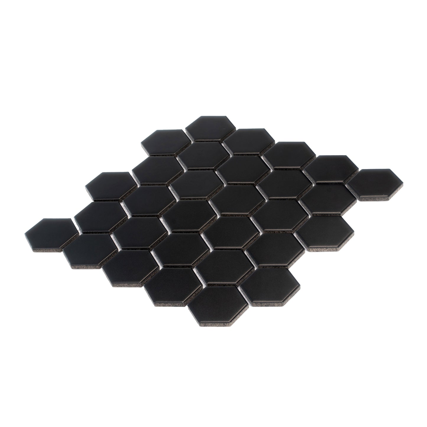 Black 11x11 Matte Hexagon Porcelain Mosaic Tile (10 pack, 8.25 sq ft/case) - Sample