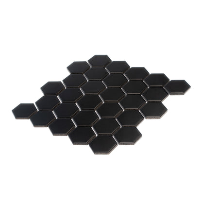 Black 11x11 Matte Hexagon Porcelain Mosaic Tile (10 pack, 8.25 sq ft/case) - Sample
