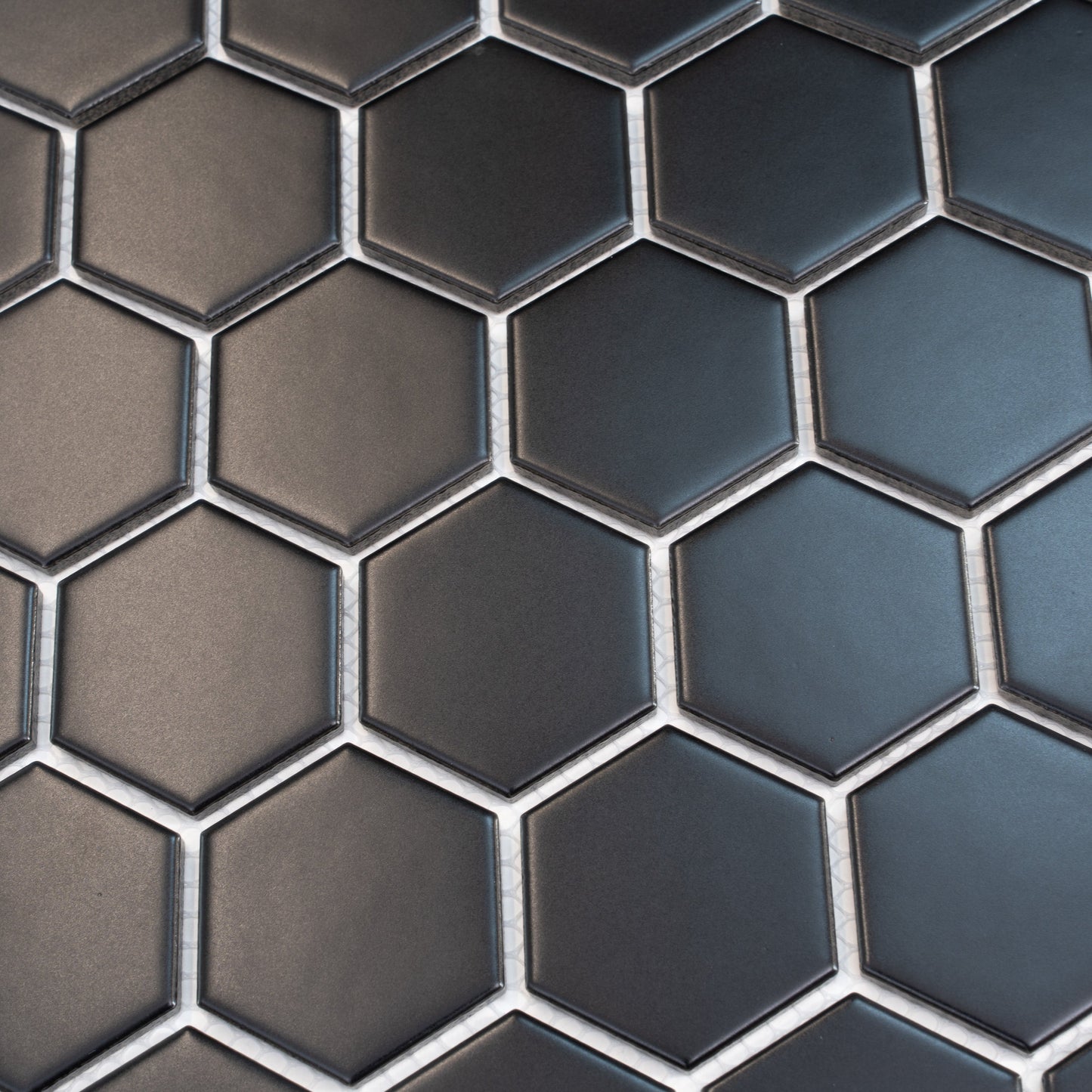Black 11x11 Matte Hexagon Porcelain Mosaic Tile (10 pack, 8.25 sq ft/case) - Sample