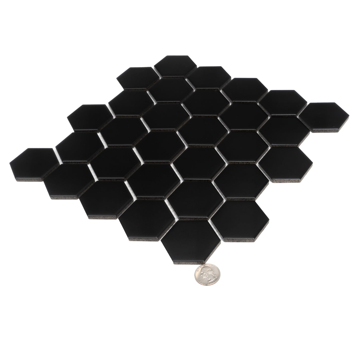 Black 11x11 Matte Hexagon Porcelain Mosaic Tile (10 pack, 8.25 sq ft/case) - Sample