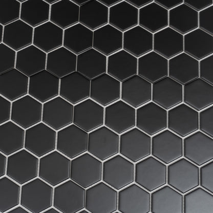 Black 11x11 Matte Hexagon Porcelain Mosaic Tile (10 pack, 8.25 sq ft/case) - Sample