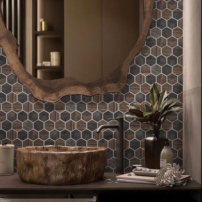 Brown 10x12 Matte Hexagon Porcelain Mosaic Tile (5 pack, 4.02 sq ft/case)