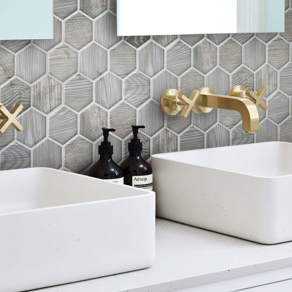 Gray 10x12 Matte Hexagon Porcelain Mosaic Tile (5 pack, 4.02 sq ft/case)