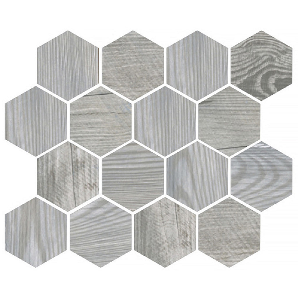 Gray 10x12 Hexagon Matte Porcelain Mosaic Tile (5 pack, 4.02 sq ft/case) - Sample