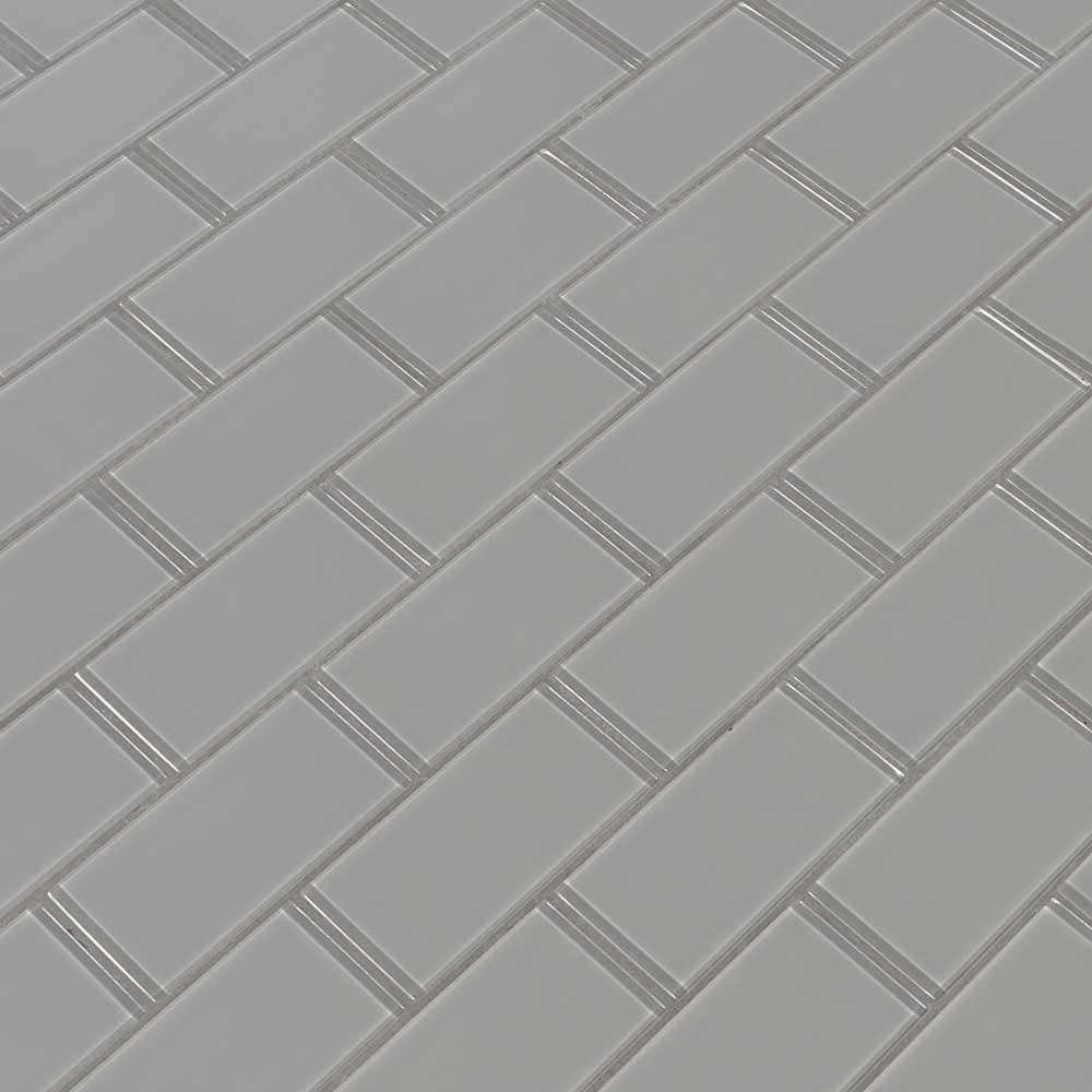 MSI Oyster Gray Subway Glass Mosaic Tile 11.88"x13.88"