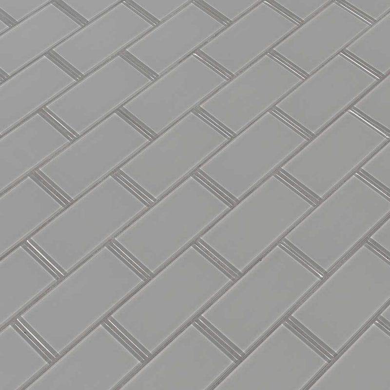 MSI Oyster Gray Subway Glass Mosaic Tile 11.88"x13.88"