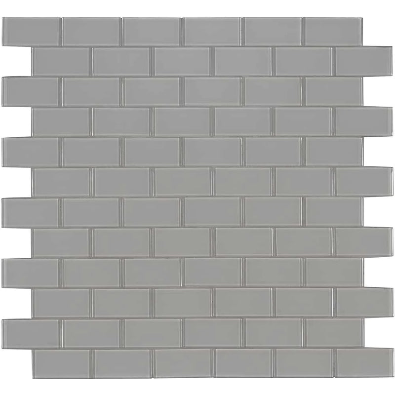 MSI Oyster Gray Subway Glass Mosaic Tile 11.88"x13.88"