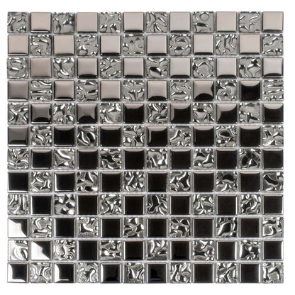 Silver 12x12 Glossy Square Glass Mosaic Tile (5 pack, 4.83 sq ft/case)