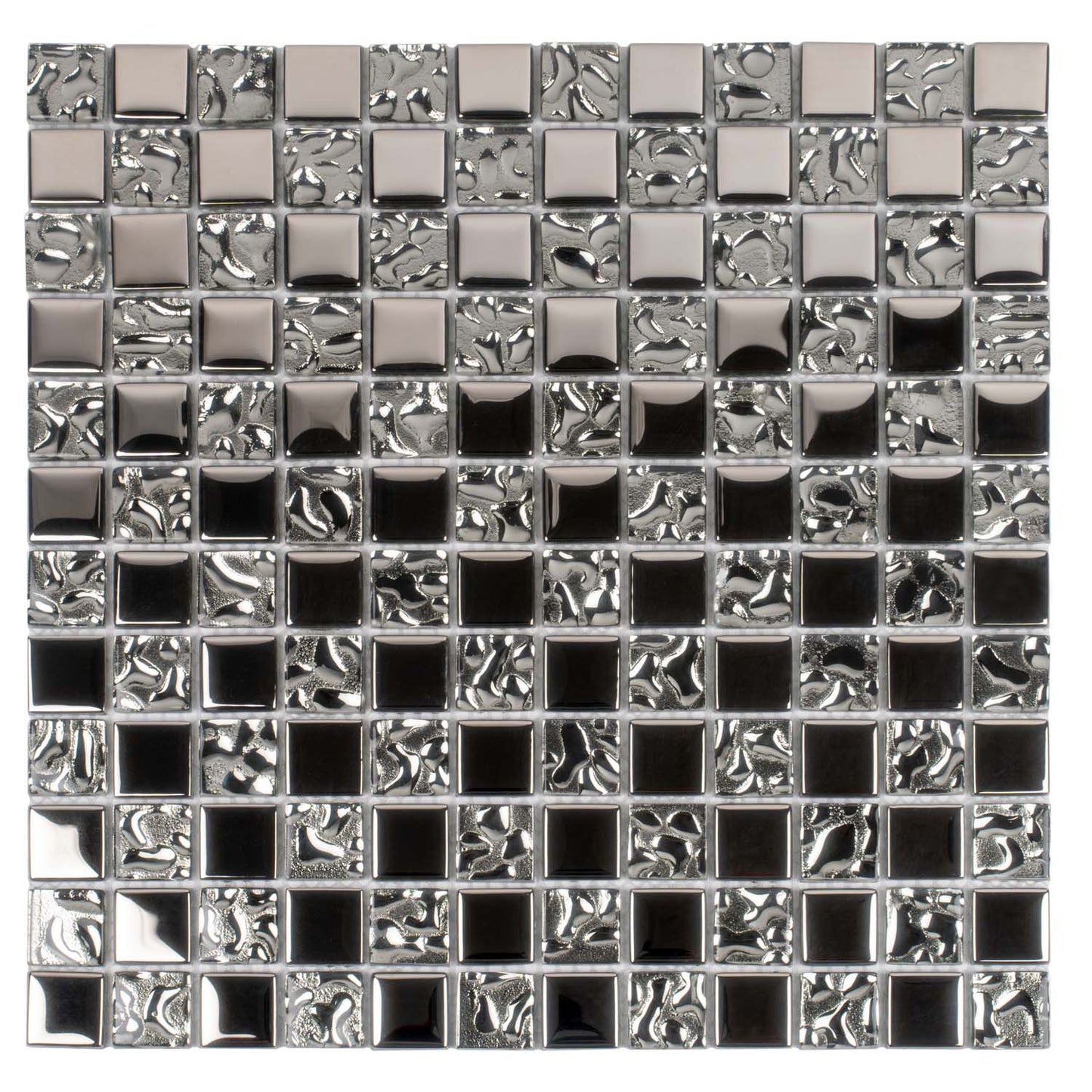 Silver 12x12 Glossy Square Glass Mosaic Tile (5 pack, 4.83 sq ft/case) - Sample