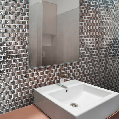 Silver 12x12 Glossy Square Glass Mosaic Tile (5 pack, 4.83 sq ft/case)