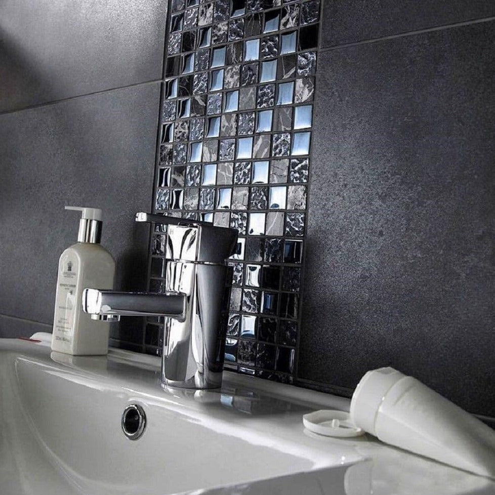 Silver 12x12 Glossy Square Glass Mosaic Tile (5 pack, 4.83 sq ft/case)