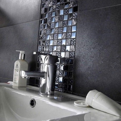 Silver 12x12 Glossy Square Glass Mosaic Tile (5 pack, 4.83 sq ft/case)