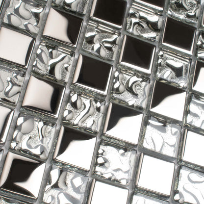 Silver 12x12 Glossy Square Glass Mosaic Tile (5 pack, 4.83 sq ft/case)