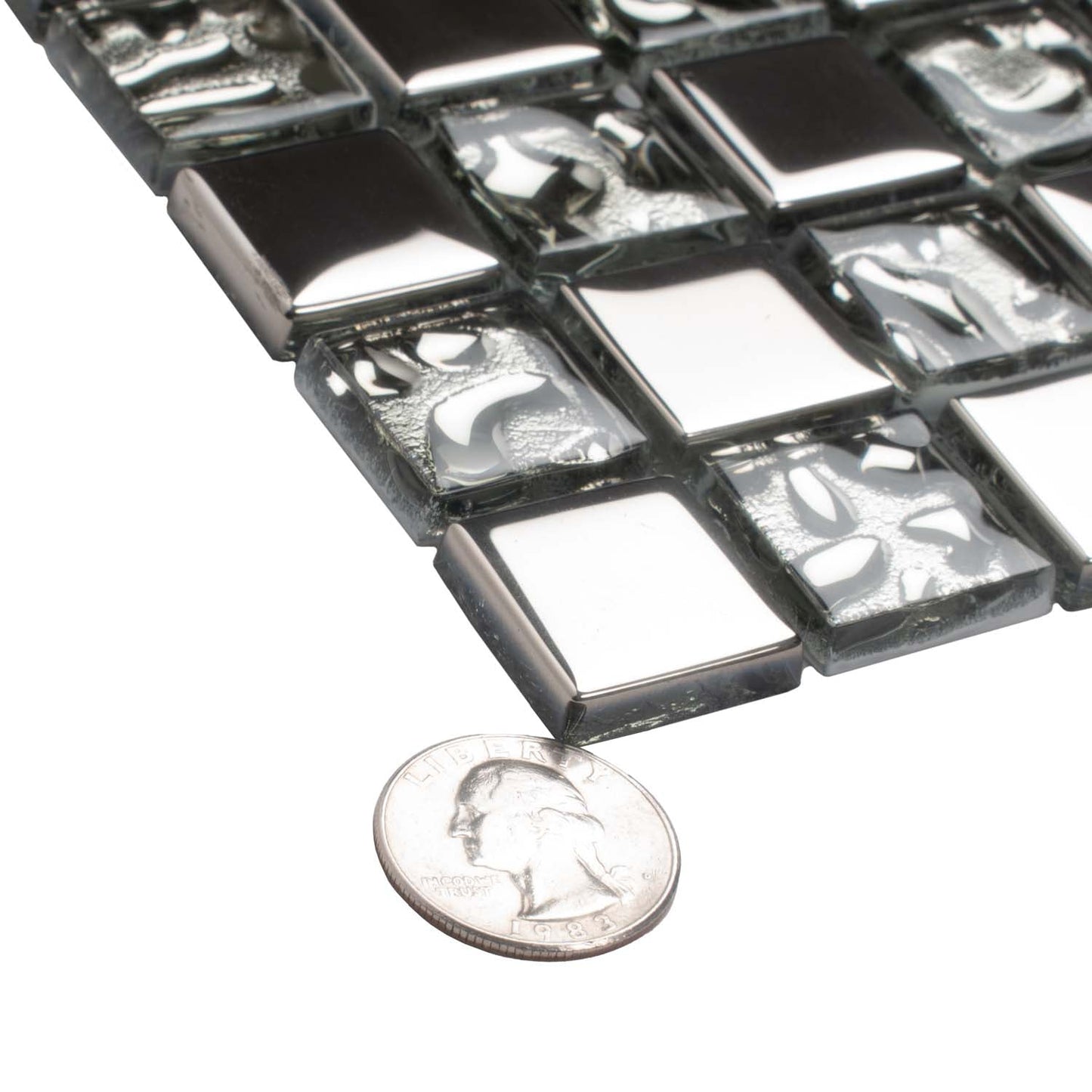 Silver 12x12 Glossy Square Glass Mosaic Tile (5 pack, 4.83 sq ft/case)