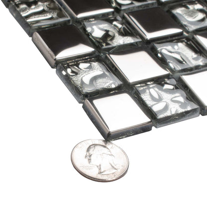 Silver 12x12 Glossy Square Glass Mosaic Tile (5 pack, 4.83 sq ft/case)