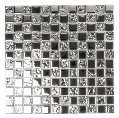 Silver 12x12 Glossy Square Glass Mosaic Tile (5 pack, 4.83 sq ft/case)