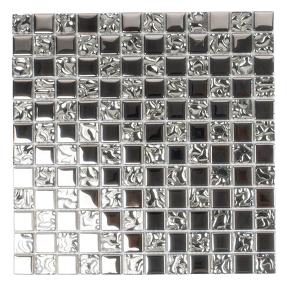 Silver 12x12 Glossy Square Glass Mosaic Tile (5 pack, 4.83 sq ft/case) - Sample