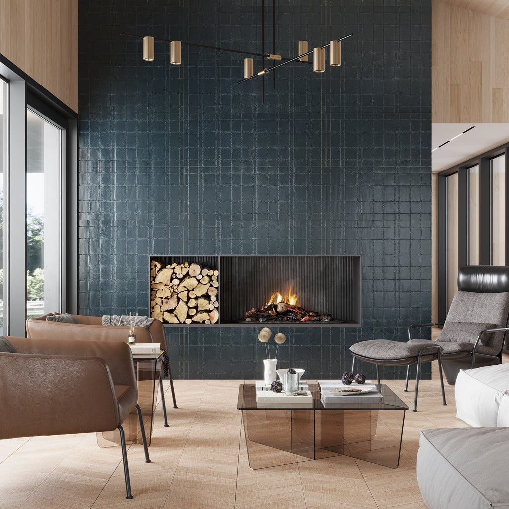Maastricht Blue 18x48 Textured Ceramic Large Format Tile (3 pack, 17.23 sq ft/case)