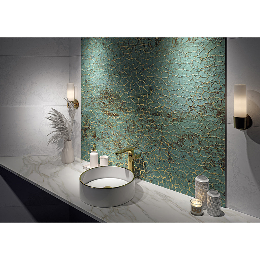 Viridian Green Gold Vein 18x48 Textured Ceramic Large Format Tile (3 pack, 17.23 sq ft/case) - Sample