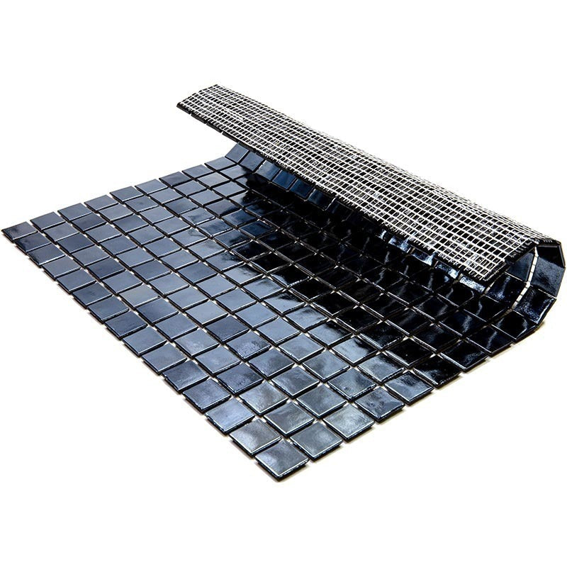 Shimmer Black 12x12 Glossy Uniform Square Glass Mosaic Tile (20 pack, 20 sq ft/case) - Sample