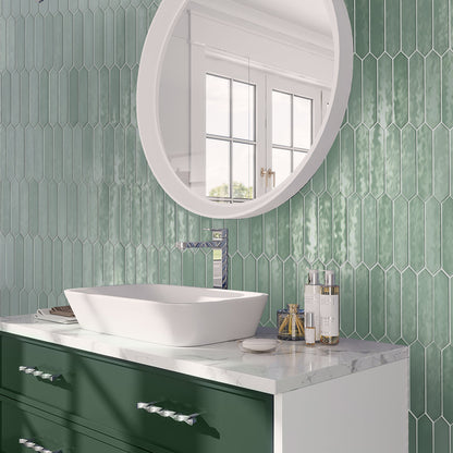 Pistachio Green 2x10 Glossy Picket Ceramic Tile (23 pack, 2.37 sq ft/case) - Sample