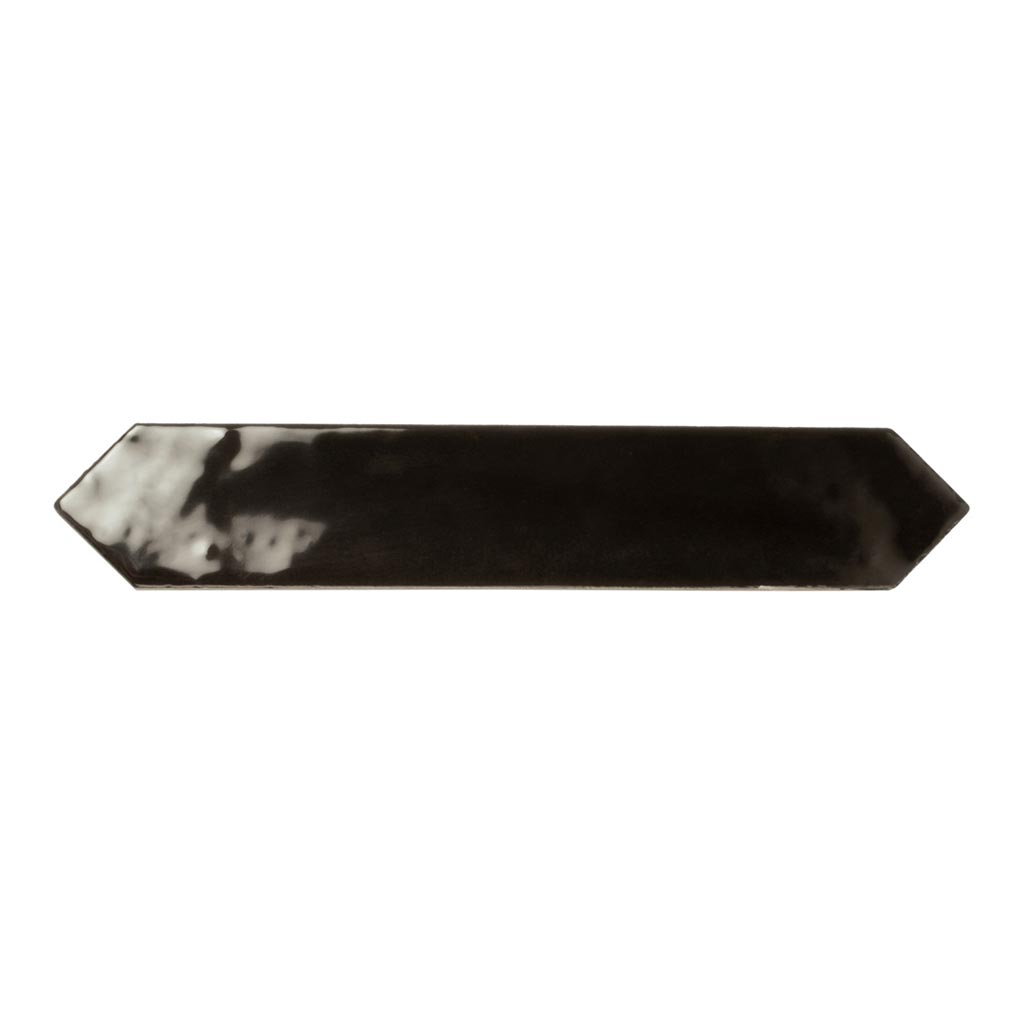 Black 2x10 Glossy Picket Ceramic Tile (23 pack, 2.37 sq ft/case) - Sample