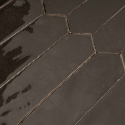 Black 2x10 Glossy Picket Ceramic Tile (23 pack, 2.37 sq ft/case)