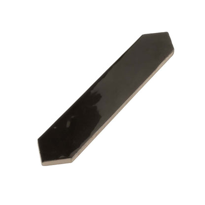 Black 2x10 Glossy Picket Ceramic Tile (23 pack, 2.37 sq ft/case) - Sample