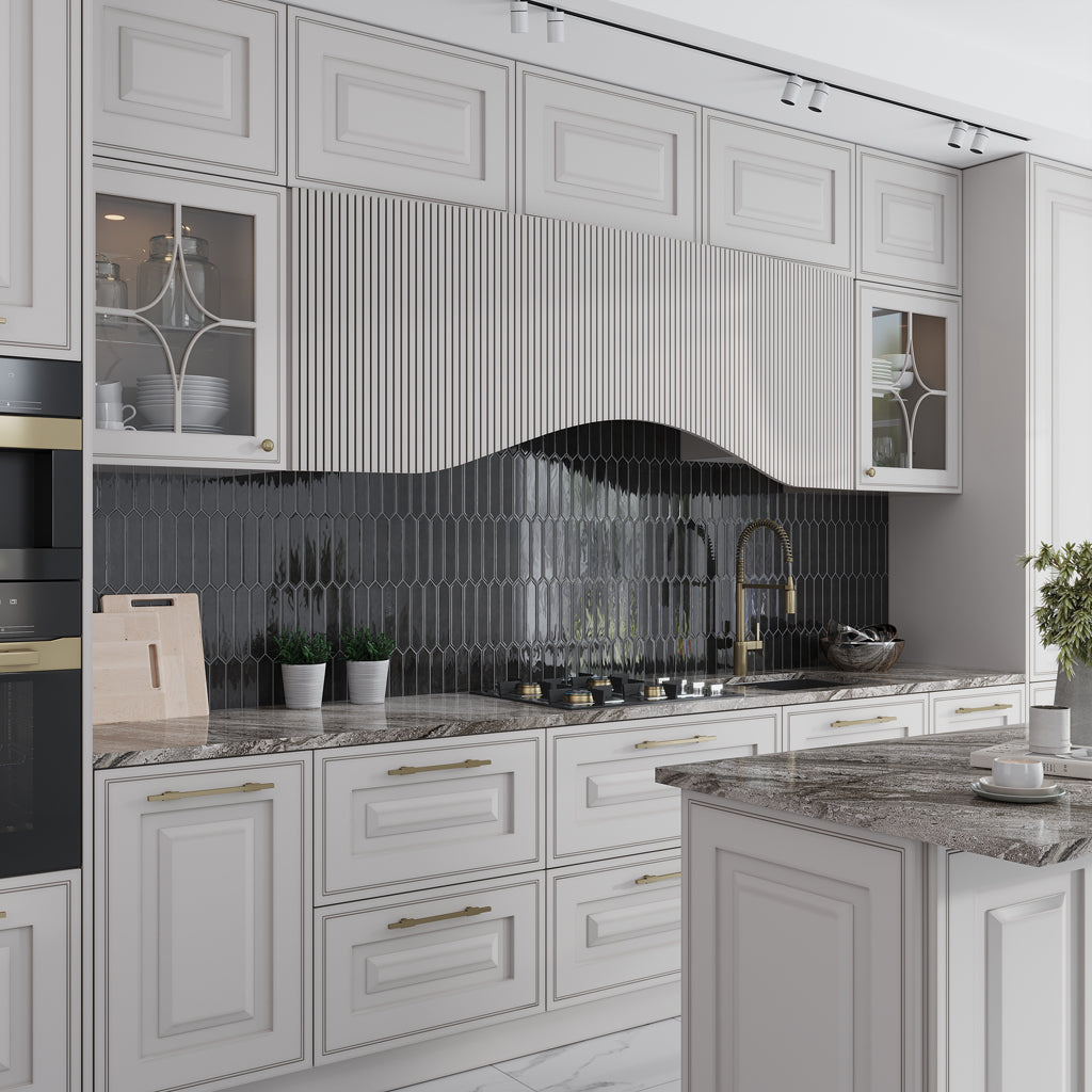 Black 2x10 Glossy Picket Ceramic Tile (23 pack, 2.37 sq ft/case)