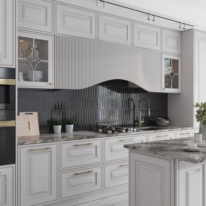 Black 2x10 Glossy Picket Ceramic Tile (23 pack, 2.37 sq ft/case)
