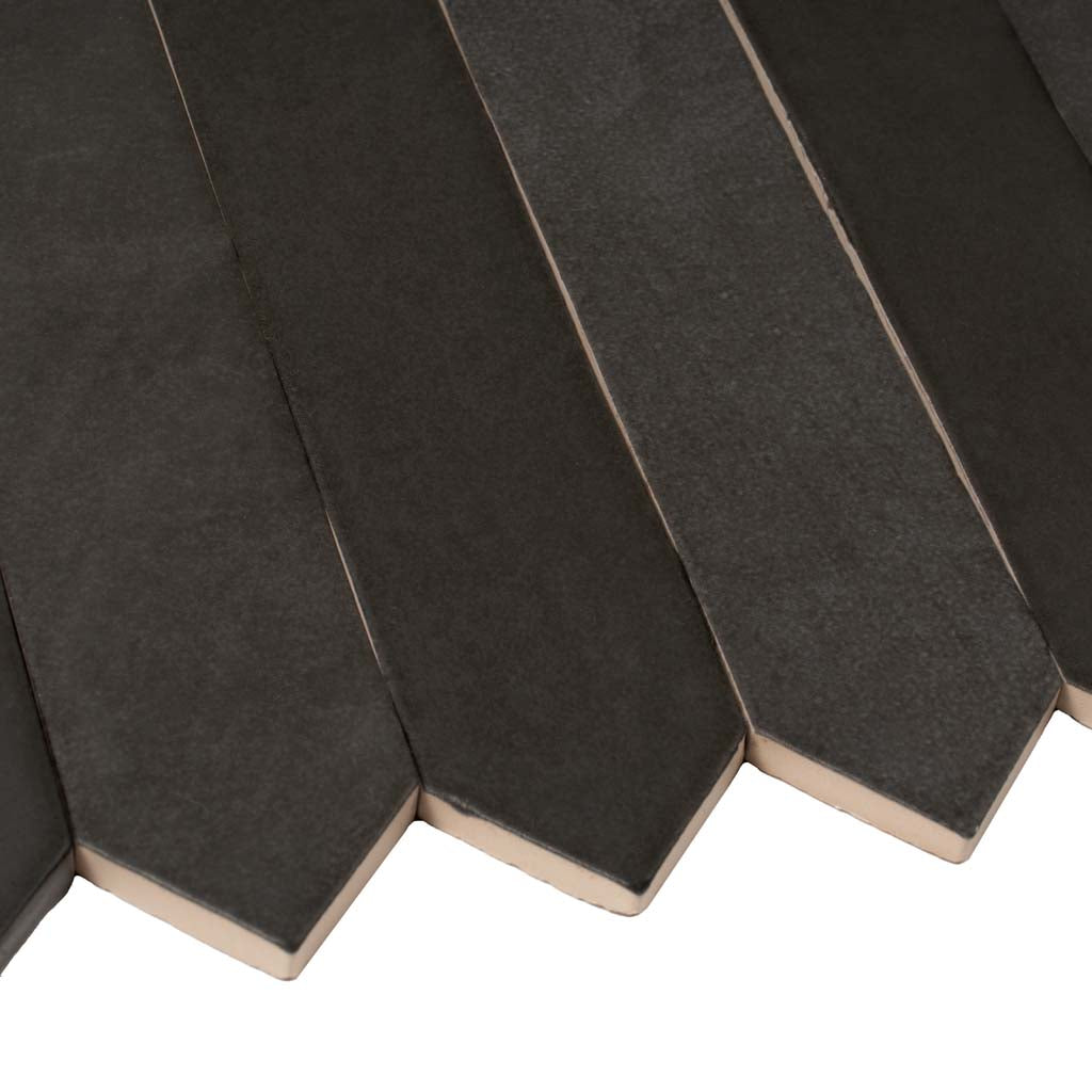 Black 2x10 Matte Picket Ceramic Tile (23 pack, 2.37 sq ft/case)