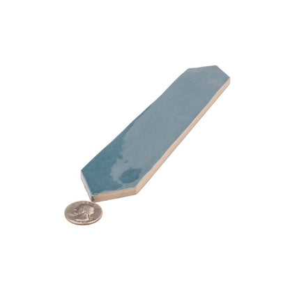 Teal Blue 2x10 Glossy Picket Ceramic Tile (23 pack, 2.37 sq ft/case) - Sample