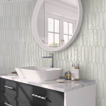 Pearl White 2x10 Glossy Picket Ceramic Tile (23 pack, 2.37 sq ft/case) - Sample