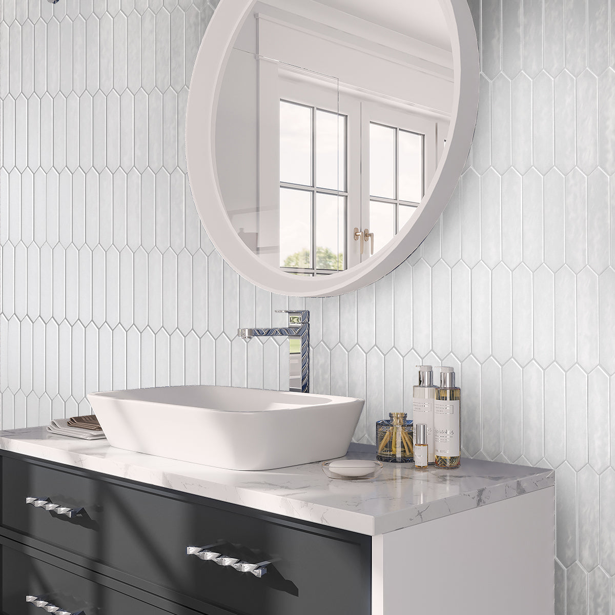 Cotton White 2x10 Glossy Picket Ceramic Tile (23 pack, 2.37 sq ft/case)