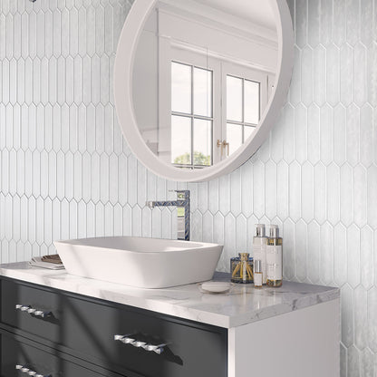 Cotton White 2x10 Glossy Picket Ceramic Tile (23 pack, 2.37 sq ft/case) - Sample