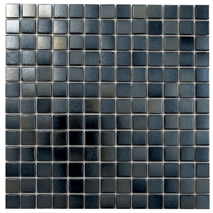 Shimmer Black 12x12 Glossy Uniform Square Glass Mosaic Tile (20 pack, 20 sq ft/case)