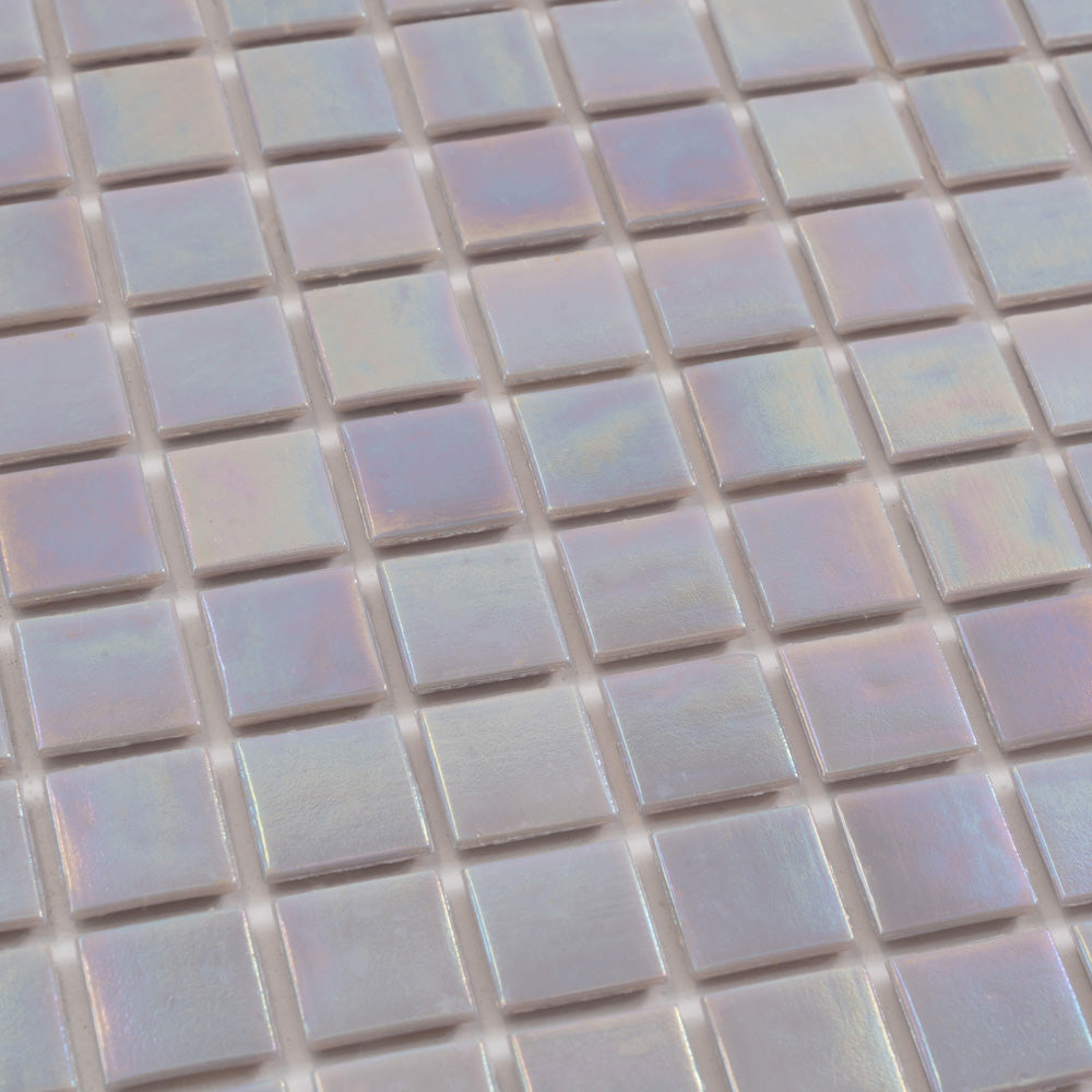 Pearlescent Pink 12x12 Glossy Uniform Square Glass Mosaic Tile (20 pack, 20 sq ft/case)