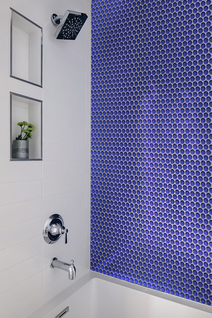 Cobalt Blue 12x12 Glossy Penny Round Glass Mosaic Tile (5 pack, 5 sq ft/case)