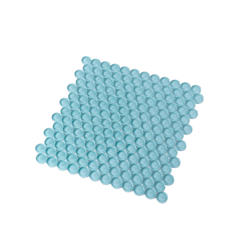 Sky Blue 12x12 Glossy Penny Round Glass Mosaic Tile (5 pack, 5 sq ft/case)