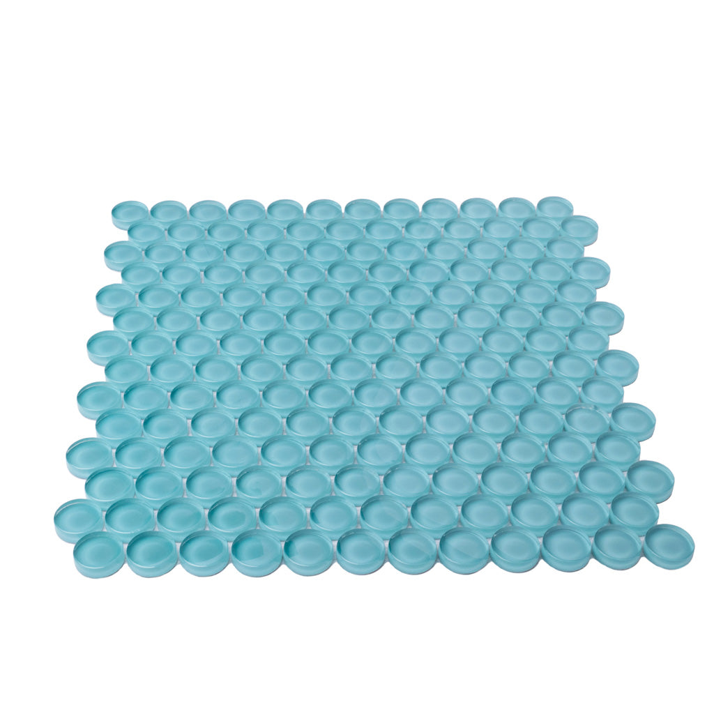Sky Blue 12x12 Glossy Penny Round Glass Mosaic Tile (5 pack, 5 sq ft/case)