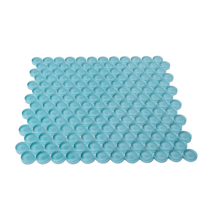 Sky Blue 12x12 Glossy Penny Round Glass Mosaic Tile (5 pack, 5 sq ft/case)