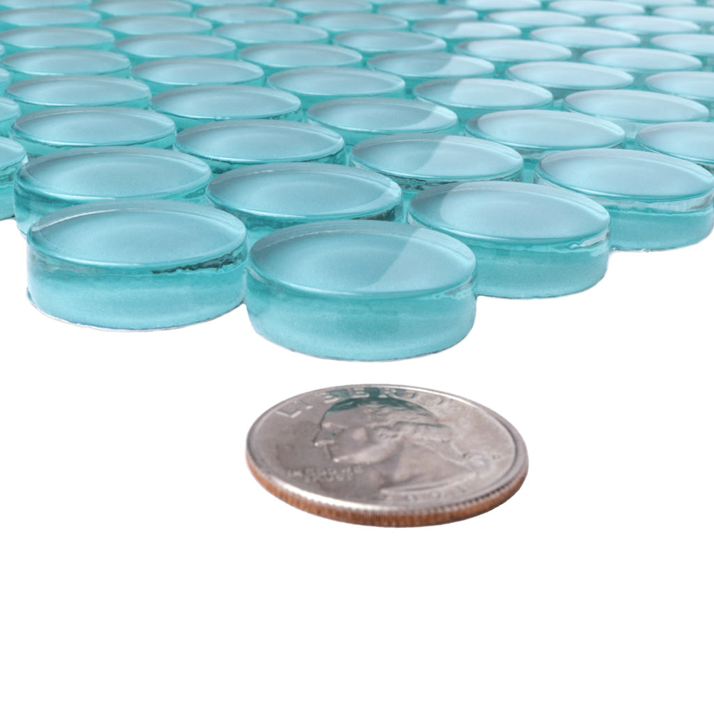 Sky Blue 12x12 Glossy Penny Round Glass Mosaic Tile (5 pack, 5 sq ft/case)