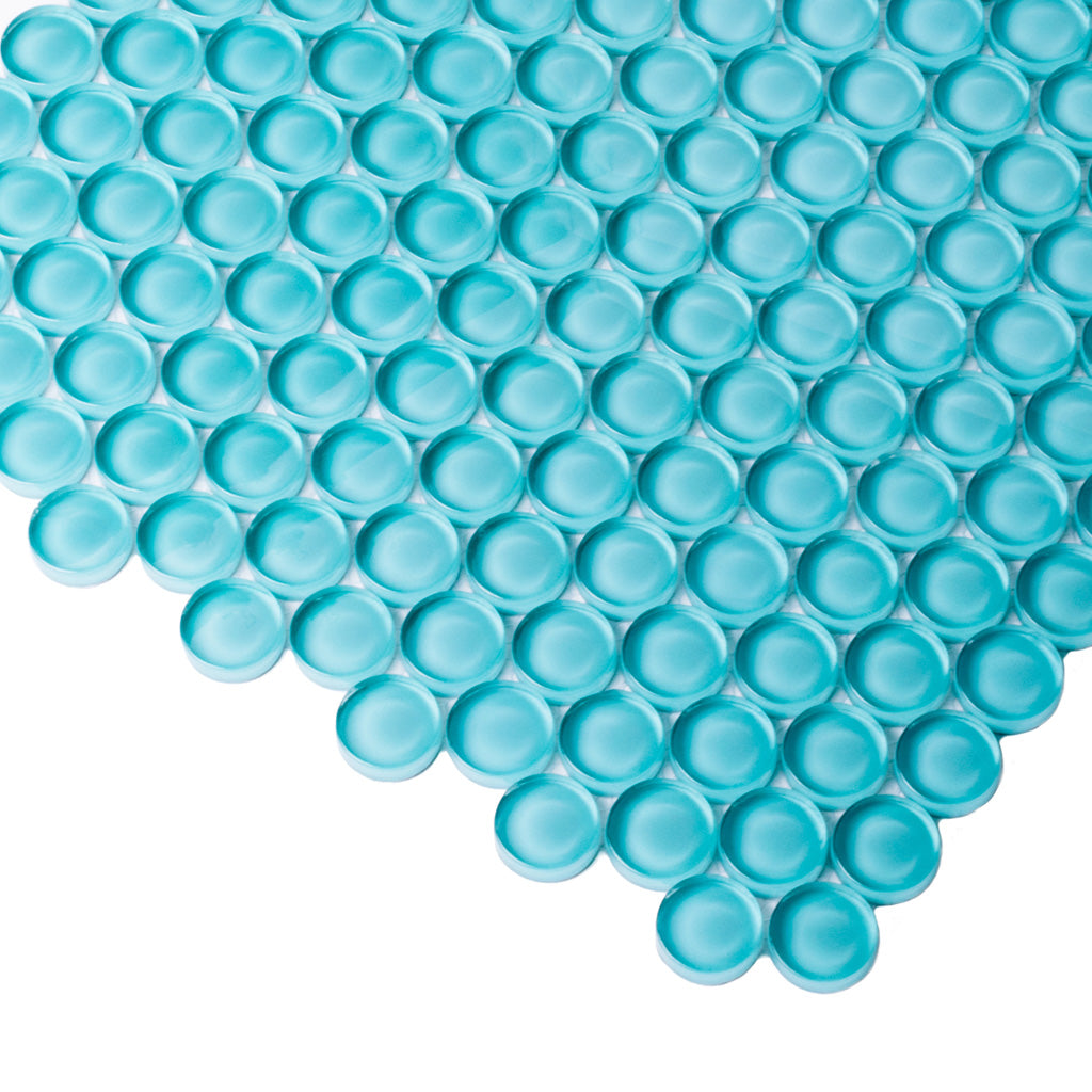 Sky Blue 12x12 Glossy Penny Round Glass Mosaic Tile (5 pack, 5 sq ft/case)