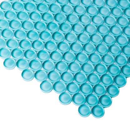 Sky Blue 12x12 Glossy Penny Round Glass Mosaic Tile (5 pack, 5 sq ft/case) - Sample