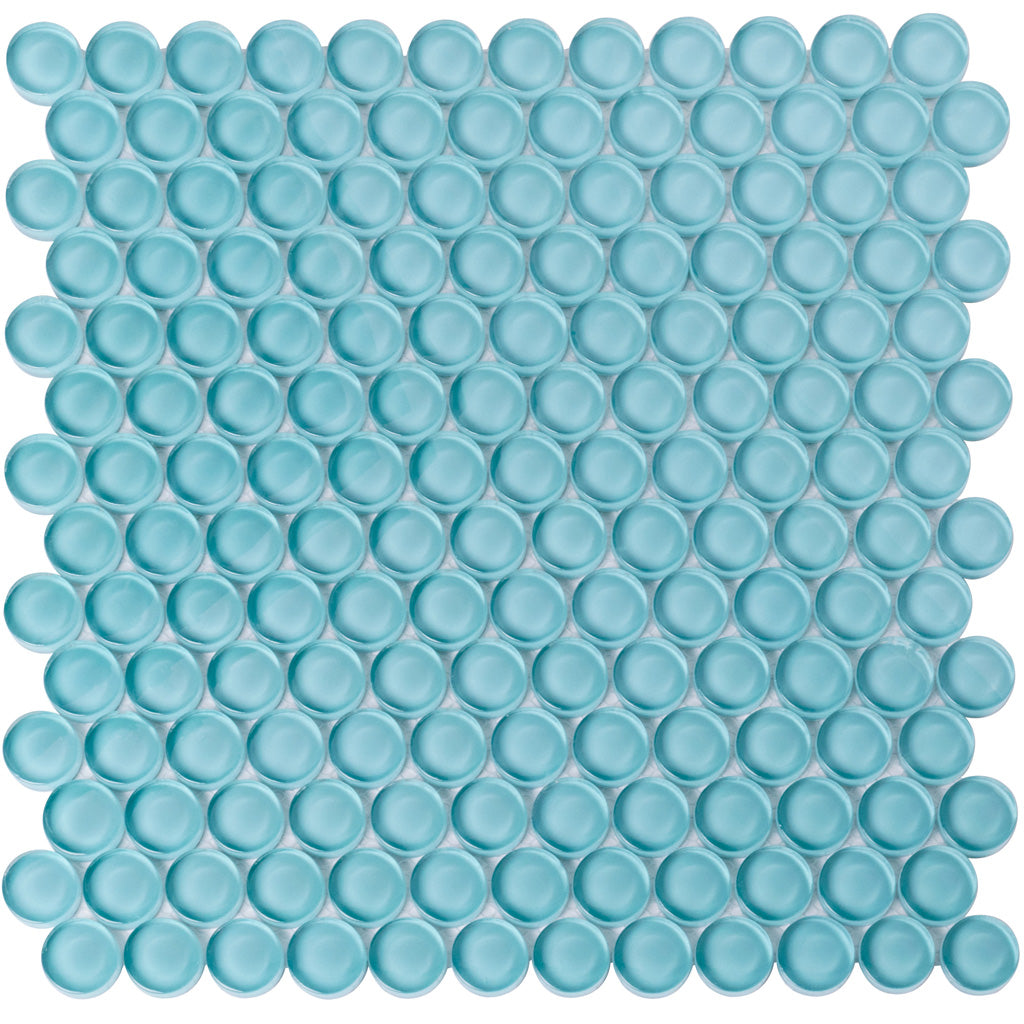 Sky Blue 12x12 Glossy Penny Round Glass Mosaic Tile (5 pack, 5 sq ft/case)