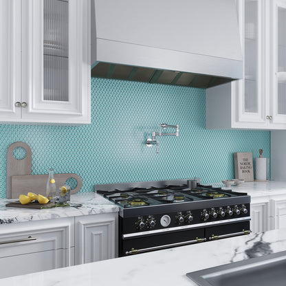 Sky Blue 12x12 Glossy Penny Round Glass Mosaic Tile (5 pack, 5 sq ft/case)