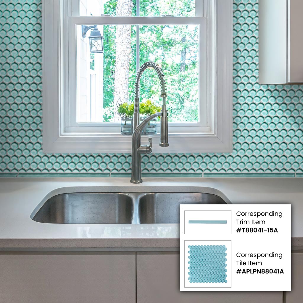 Sky Blue 12x12 Glossy Penny Round Glass Mosaic Tile (5 pack, 5 sq ft/case)