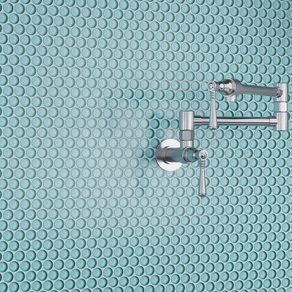 Sky Blue 12x12 Glossy Penny Round Glass Mosaic Tile (5 pack, 5 sq ft/case)