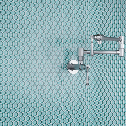 Sky Blue 12x12 Glossy Penny Round Glass Mosaic Tile (5 pack, 5 sq ft/case)