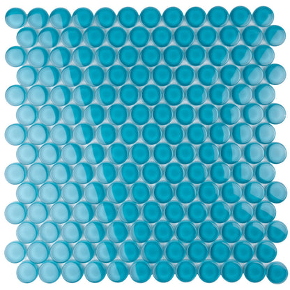 Sapphire Blue 12x12 Glossy Penny Round Glass Mosaic Tile (5 pack, 5 sq ft/case)